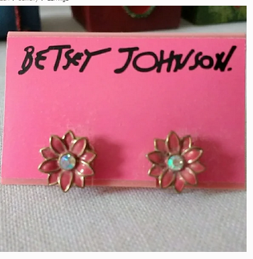 Betsey Johnson Pink Flower Pierced Earrings, View more