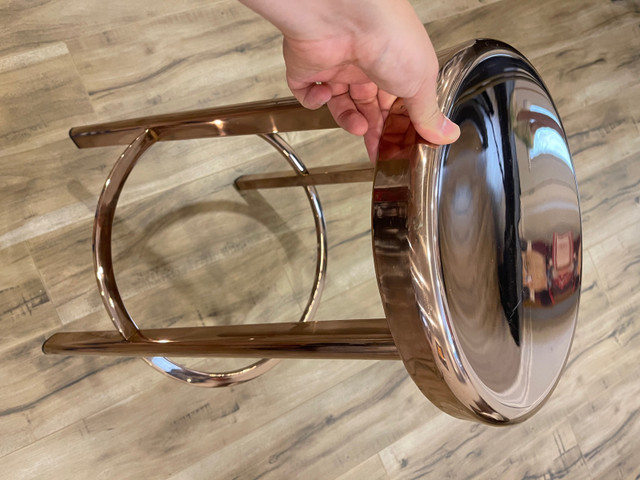 Rose gold metal stool in Arts & Collectibles in Markham / York Region - Image 4