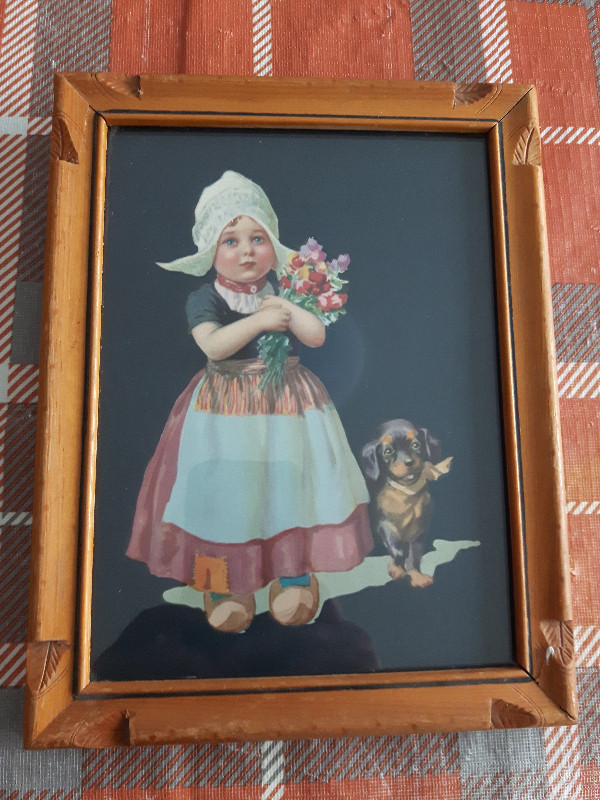 Vintage Dutch Girl Picture in Vintage Frame in Arts & Collectibles in Edmonton