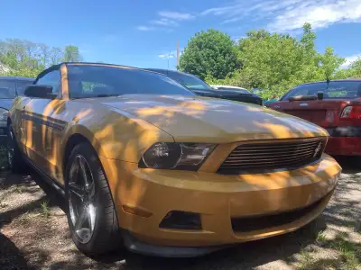 Beautiful Yellow on Black Convertible Mustang ! Mustang Convertible Black Leather Interior, Air Cond...
