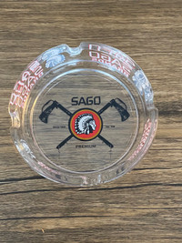 VINTAGE SAGO BRANDS GLASS ADVERTISING ASHTRAY $20