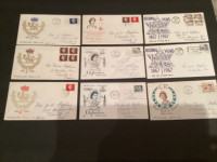 Queen Elizabeth First Day of Issue Canadian postage envelopes.