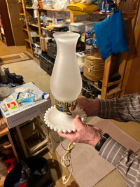 Milk glass antique lamp