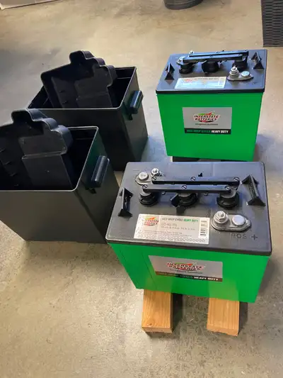 Two - 6 Volt GC2 Interstate Deep Cycle Heavy Duty RV Batteries. 210 Ah Rating. Complete with battery...