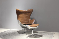 Steel Swivel Lounge Egg Chair with ottoman