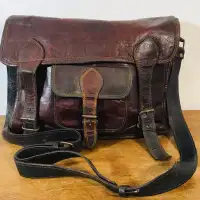 70s unisex distressed leather bag