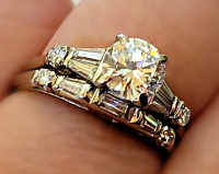 Wow! Vintage Gold Wedding Band and Engagement Ring Set