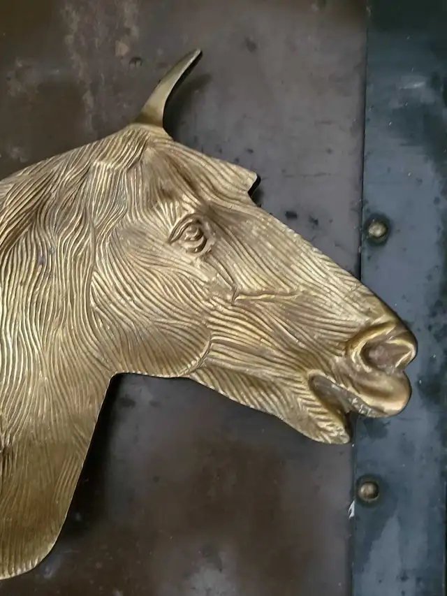 Large Vintage Brass Horse Head Dish. Vanity Tray. Horses