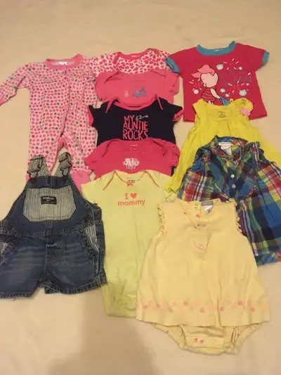 I have 11 pieces of girls clothing size 3 months with some name brands like Carter’s and more 1 x sl...