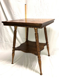 Stunning - Antique 2-Tier Parlor Side Table with Turned Legs