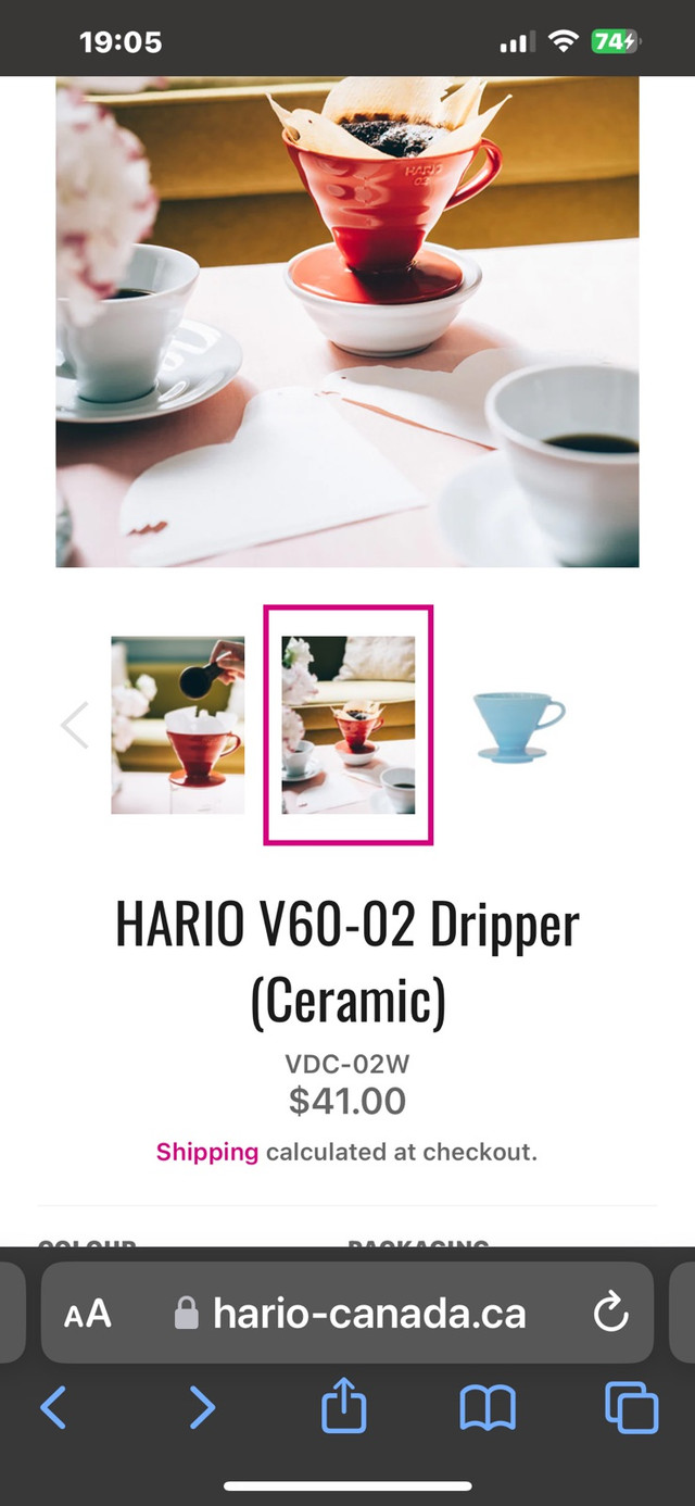 Hario V60 02 Ceramic Dripper pour over coffee maker in Coffee Makers in Guelph - Image 4