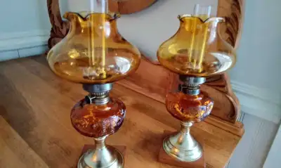 Vintage Amber Glass Lamps, View more