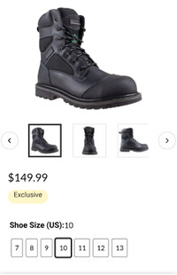 Men's work steel toe work boots - size 10