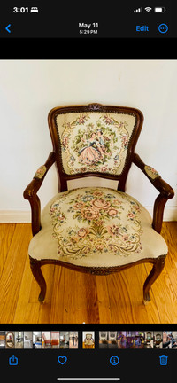 Parisien Style Louis IV Vintage Tapestry  Bergère Chair  $125