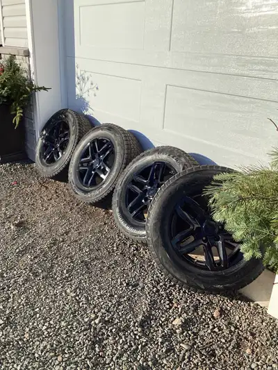 Rims and Winter Snow Tires for Chevrolet Truck Four black Replika alloy rims and Bridgestone Blizzak...