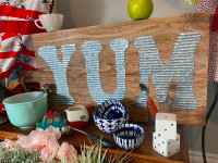 Large Hanging Wooden Sign “YUM “