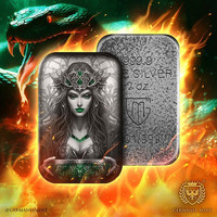 SIGYN Germania Goddesses 2oz .999 Silver Cast Bar Antique Color