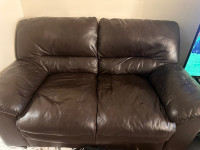 brown leather love seat 