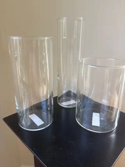 IKEA  set of 3 cylinder clear glasses, View more