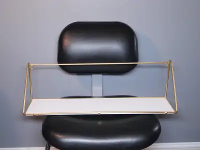 Étagère murale blanche avec structure acier plaqué bronze, View more