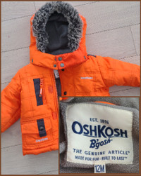Detachable Hood Carter's Oshkosh Boy's winter jacket Coat Hooded