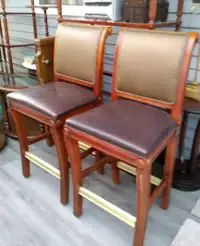 Two Wood Bar Chairs