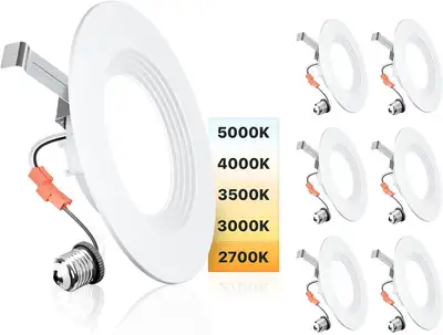 Retrofit 6/5 Inch Led Kitchen Lights, Adjustable, New. Pack of 3, View more