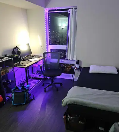 This bright and modern private room offers a comfortable living space with a great view and high-flo...