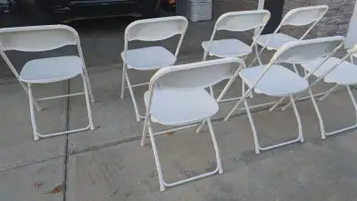These white folding chairs are great for any event, party, or gathering. They are in used condition,...