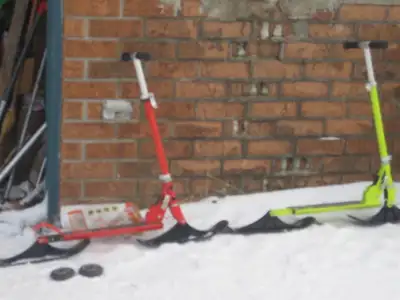 Two Stiga kick scooters with skis $20, View more