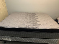 Bed - queen size mattress, box spring and metal frame