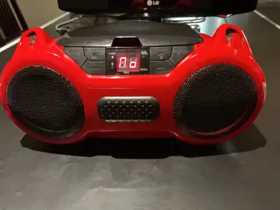 Tested Candy Red Sylvania  Portable CD Boombox with AM/FM Radio, View more