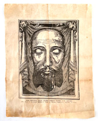 Antiquité Circa 1850 Art religieux Saint-Suaire sur soie L