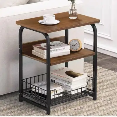 End Table Side Table 3 Tiers Nightstand Industrial Retro Storage, View more