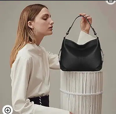 Women's Genuine Black Leather Tote Travel Shoulder Bag, View more
