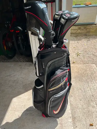 Adams Left hand golf clubs and Nike bag, View more