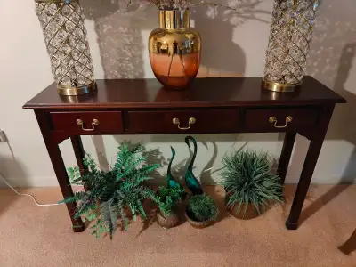 Dark Mahogany Console Table / Sofa Table — 3 Drawers, View more