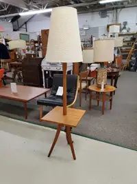 1960's teak combination lamp and table on tripod base