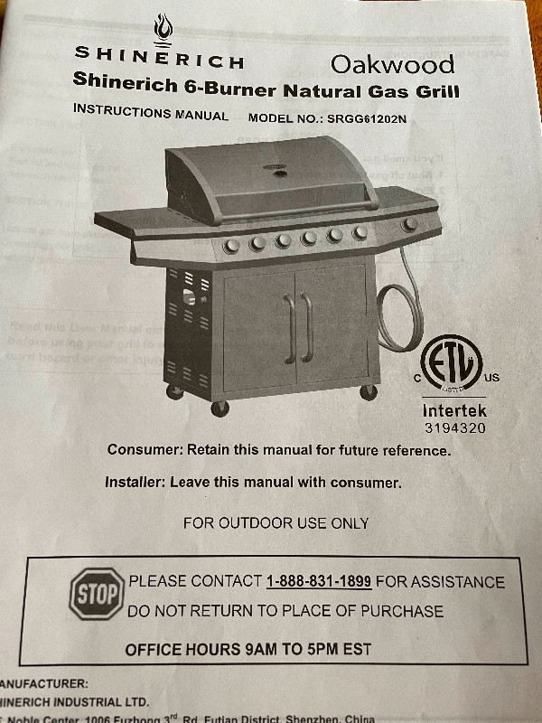 Shinerich Oakwood 6burner Natural Gas BBQ BBQs & Outdoor Cooking