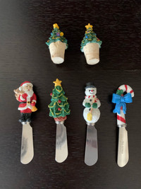 Christmas Cheese Knives & Cork Bottle Stoppers