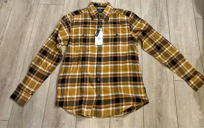 WindRiver Men’s Stretch Flannel Shirt – SMALL – TAN PLAID, View more