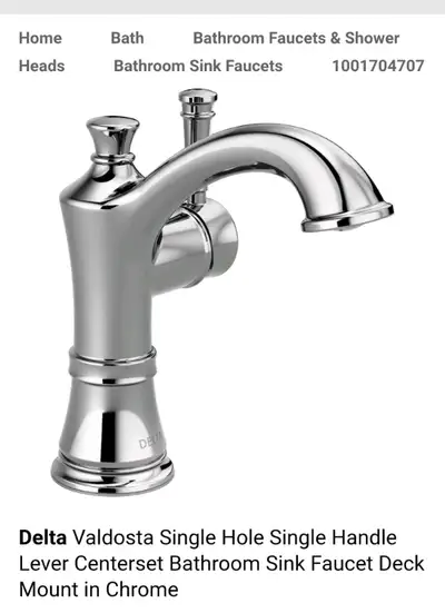 Brand new in box ,Delta Valdosta Single Hole Single Handle Lever Centerset Bathroom Sink Faucet Deck...