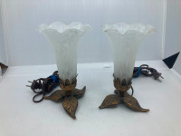 Deux lampes art nouveau en verre vintage 1990 RÉSERVÉES
