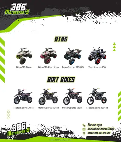 SALE ON NOW / FINANCING AVAILABLE. OUR PRICES WONT BE BEET! We Carry ATVs, Quads, Dirt Bikes, Parts...