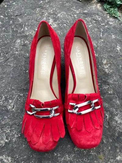 Red suede heels by Cafe Bour, View more