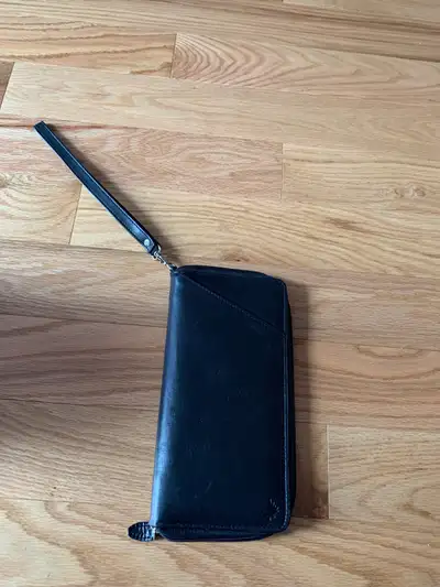 Big black genuine leather wallet 23x11.5 cm, View more