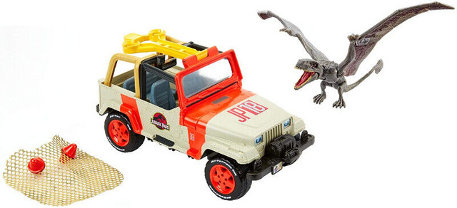 JURASSIC WORLD JEEP WRANGLER RESCUE NET DINOSAURE MATCHBOX NEUF in Toys & Games in Longueuil / South Shore - Image 3