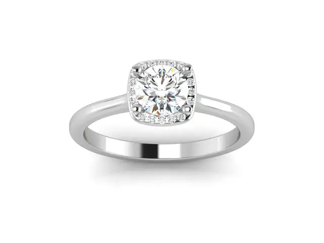 1.25 Carats Round Halo Lab Diamond Engagement Ring,H-VS1 in Jewellery & Watches in Oakville / Halton Region - Image 2