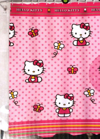 Hello Kitty Shower Curtain and Bath Mat - new!