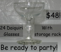 WOW ! - 24 Daiquiri Glasses with Rack Only $48